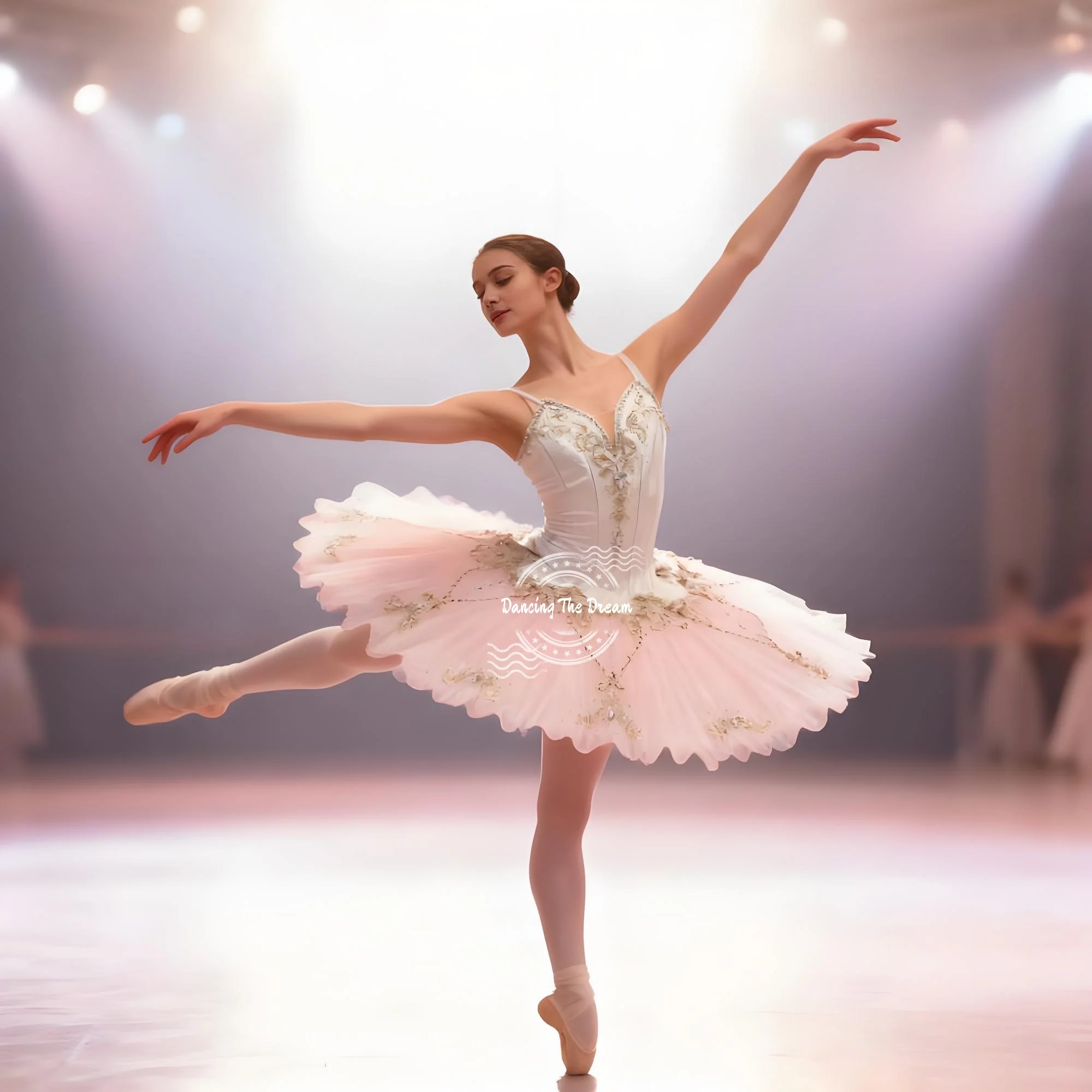 Exquisite Pink - White Ombre Gold - Filigree Ballet Costume 
Exquisite Pink - White Ombre Gold - Filigree Ballet Costume