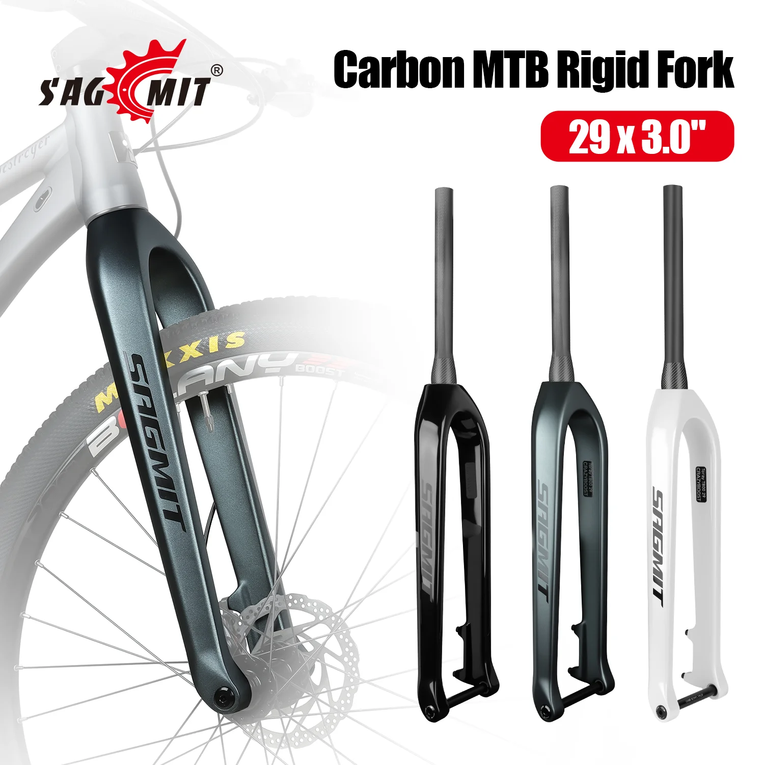 SAGMIT T800 Carbon MTB Rigid Fork 29inch x 3.0'' Wide tyres Ultralight BOOST 15x110mm Tapered 39.6mm Bicycle Part
SAGMIT T800 Carbon MTB Rigid Fork 29inch x 3.0'' Wide tyres Ultralight BOOST 15x110mm Tapered 39.6mm Bicycle Part