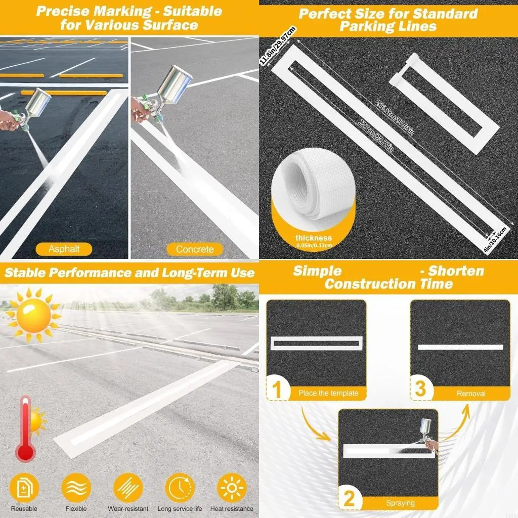 Standard Size 4x88Inch Parking Lot Line Templates for Consistent Marking
Standard Size 4x88Inch Parking Lot Line Templates for Consistent Marking