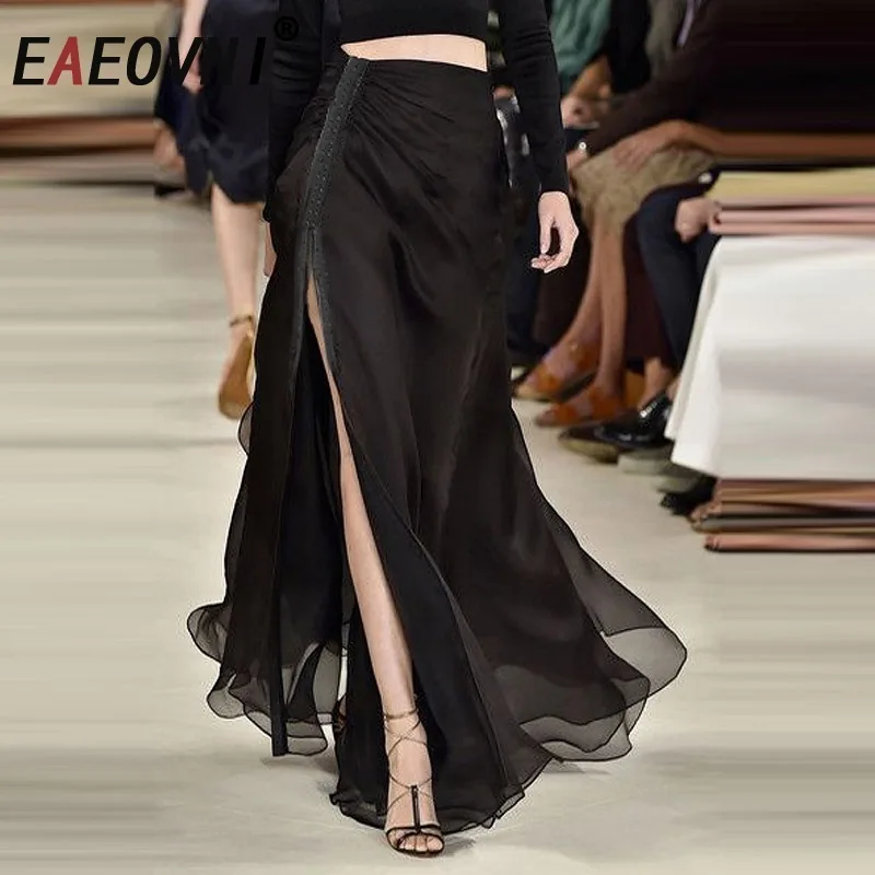 EAEOVNI Elegant Chiffon Long Skirt For Women High Waist Split Design Black Fashion Party Skirts Temperament 2025 New Clothing
EAEOVNI Elegant Chiffon Long Skirt For Women High Waist Split Design Black Fashion Party Skirts Temperament 2025 New Clothing