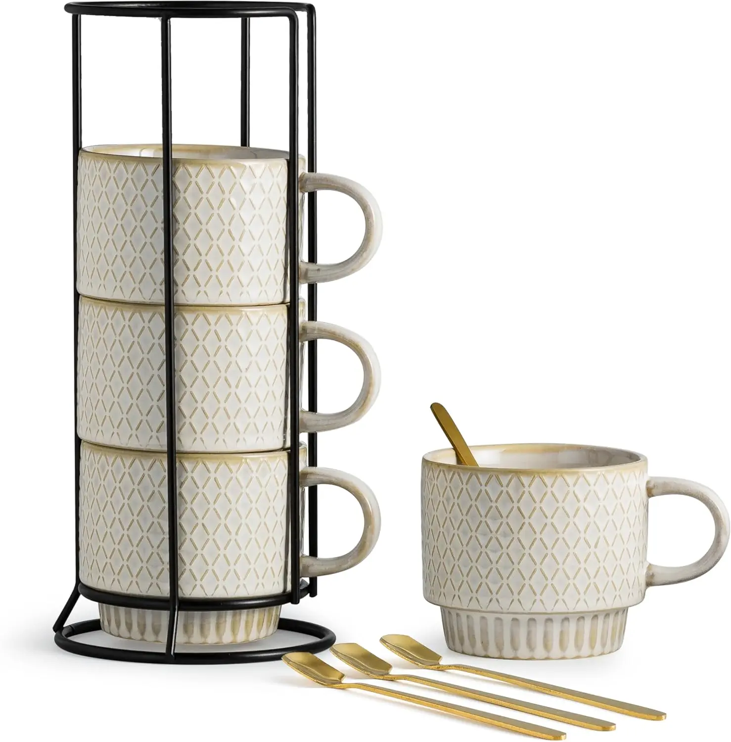 Штабелируемые кружки, чашки, набор из 4 кружек с ложками — набор чашек на 13 унций с подставкой, керамическая кружка — далеко
Штабелируемые кружки, чашки, набор из 4 кружек с ложками — набор чашек на 13 унций с подставкой, керамическая кружка — далеко