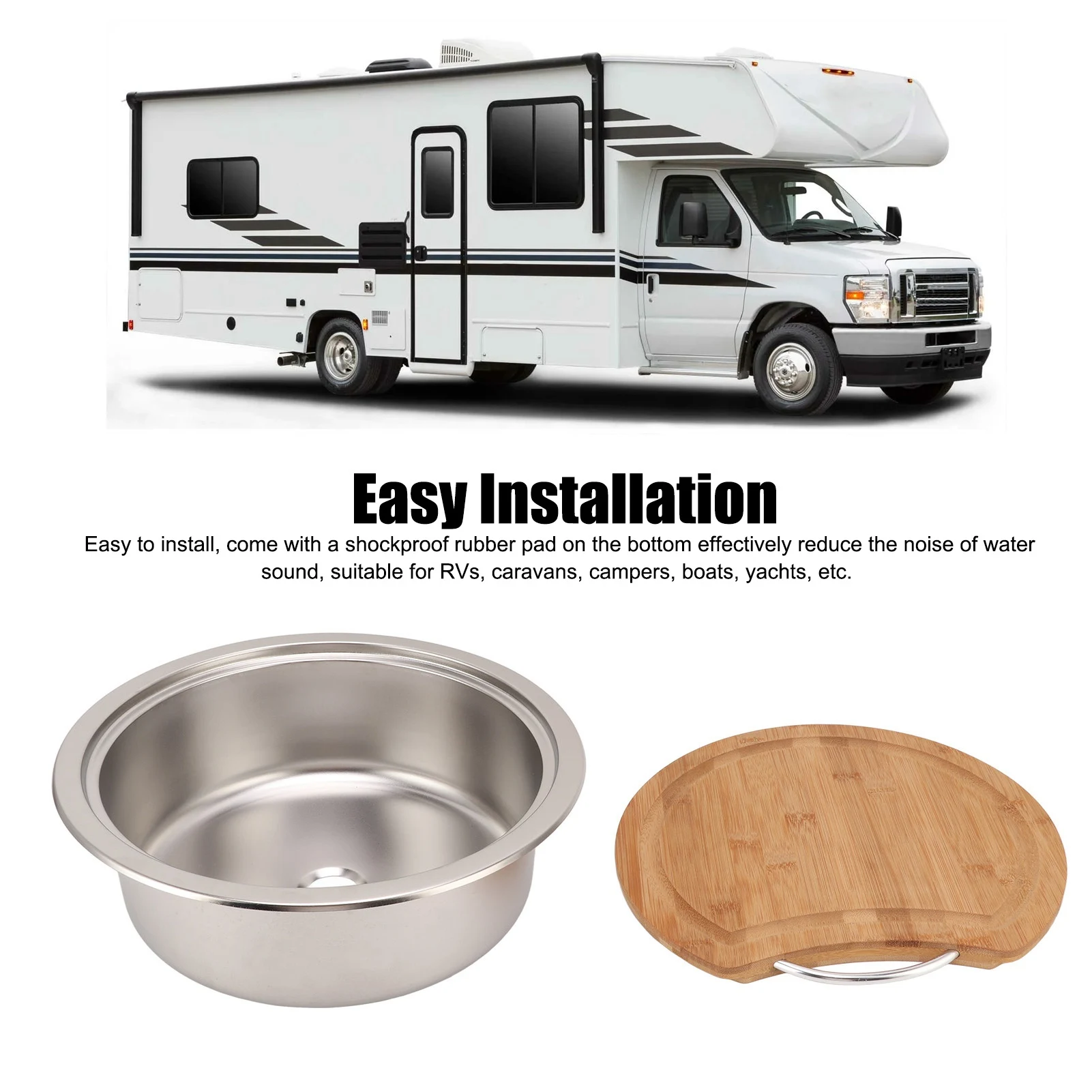 Раковина для ручной умывальника, раковины для автофургона, практичная матовая полированная нержавеющая сталь 304, устойчивая к ржавчине, с бамбуковым разделочным блоком для лодок
Раковина для ручной умывальника, раковины для автофургона, практичная матовая полированная нержавеющая сталь 304, устойчивая к ржавчине, с бамбуковым разделочным блоком для лодок