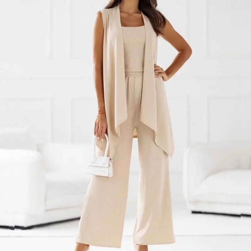 Ladies Sleeveless Cardigan&Tank Tops&Long Pants Office Suit Elegant New Outfits Summer High Street Women's Three Piece Set
Ladies Sleeveless Cardigan&Tank Tops&Long Pants Office Suit Elegant New Outfits Summer High Street Women's Three Piece Set