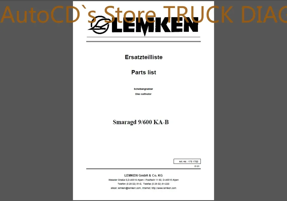 Каталог запчастей AutoCD для сельскохозяйственного оборудования Lemken, PDF
Каталог запчастей AutoCD для сельскохозяйственного оборудования Lemken, PDF
