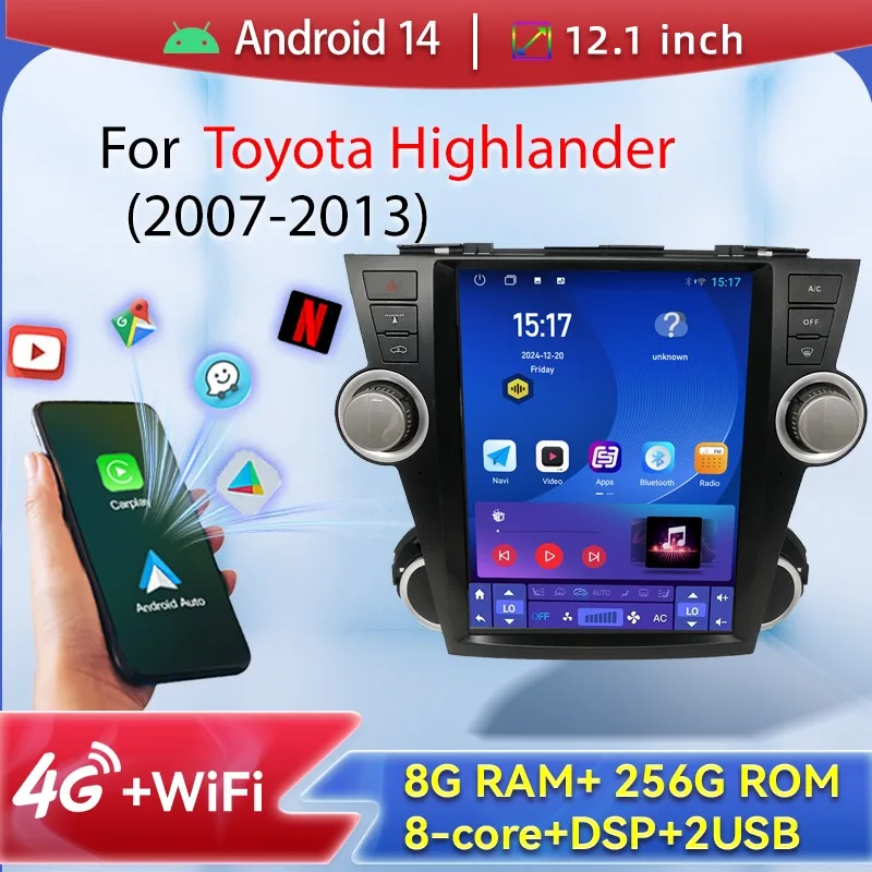 12 Inch Android 14 For Toyota Highlander 2007-2013 Tesla Screen Android Auto Screen Wireless GPS Multimedia Carplay Autoradio
12 Inch Android 14 For Toyota Highlander 2007-2013 Tesla Screen Android Auto Screen Wireless GPS Multimedia Carplay Autoradio