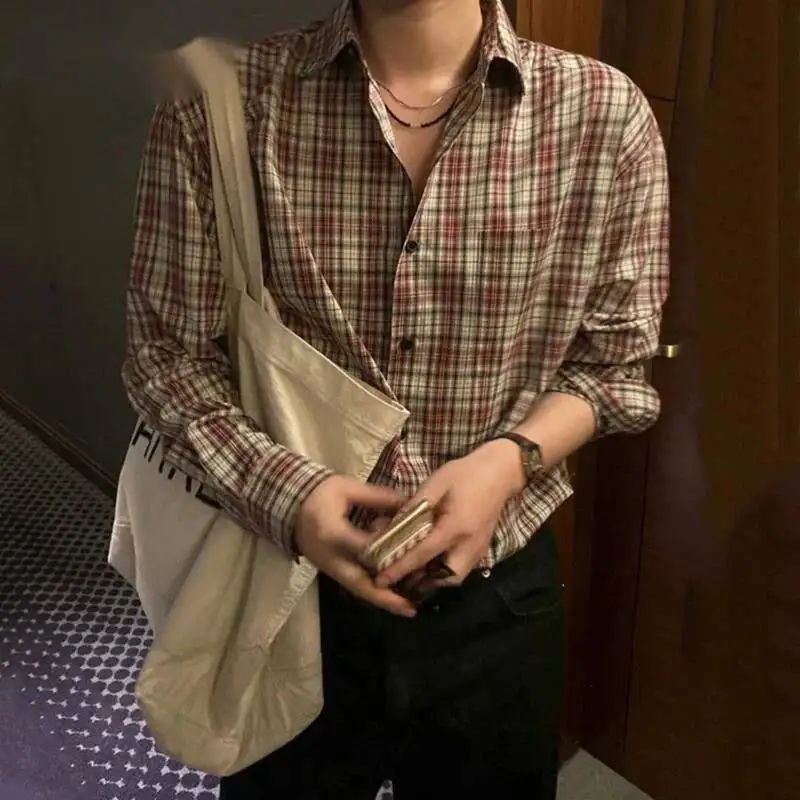 Plaid Long Sleeve Shirt Men Autumn Korean New Chic Loose Casual Shirts Handsome Male Top Lapel Single Breasted 9W0YNL
Plaid Long Sleeve Shirt Men Autumn Korean New Chic Loose Casual Shirts Handsome Male Top Lapel Single Breasted 9W0YNL