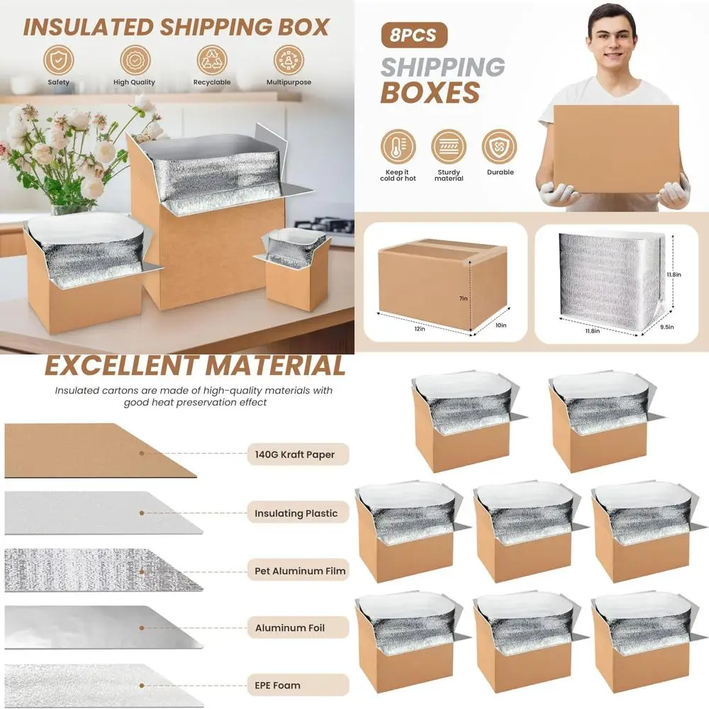 Термоизолированные транспортировочные коробки с маслостойким покрытием - многоразовые, 12x10x7 дюймов, упаковка 8 штук
Термоизолированные транспортировочные коробки с маслостойким покрытием - многоразовые, 12x10x7 дюймов, упаковка 8 штук