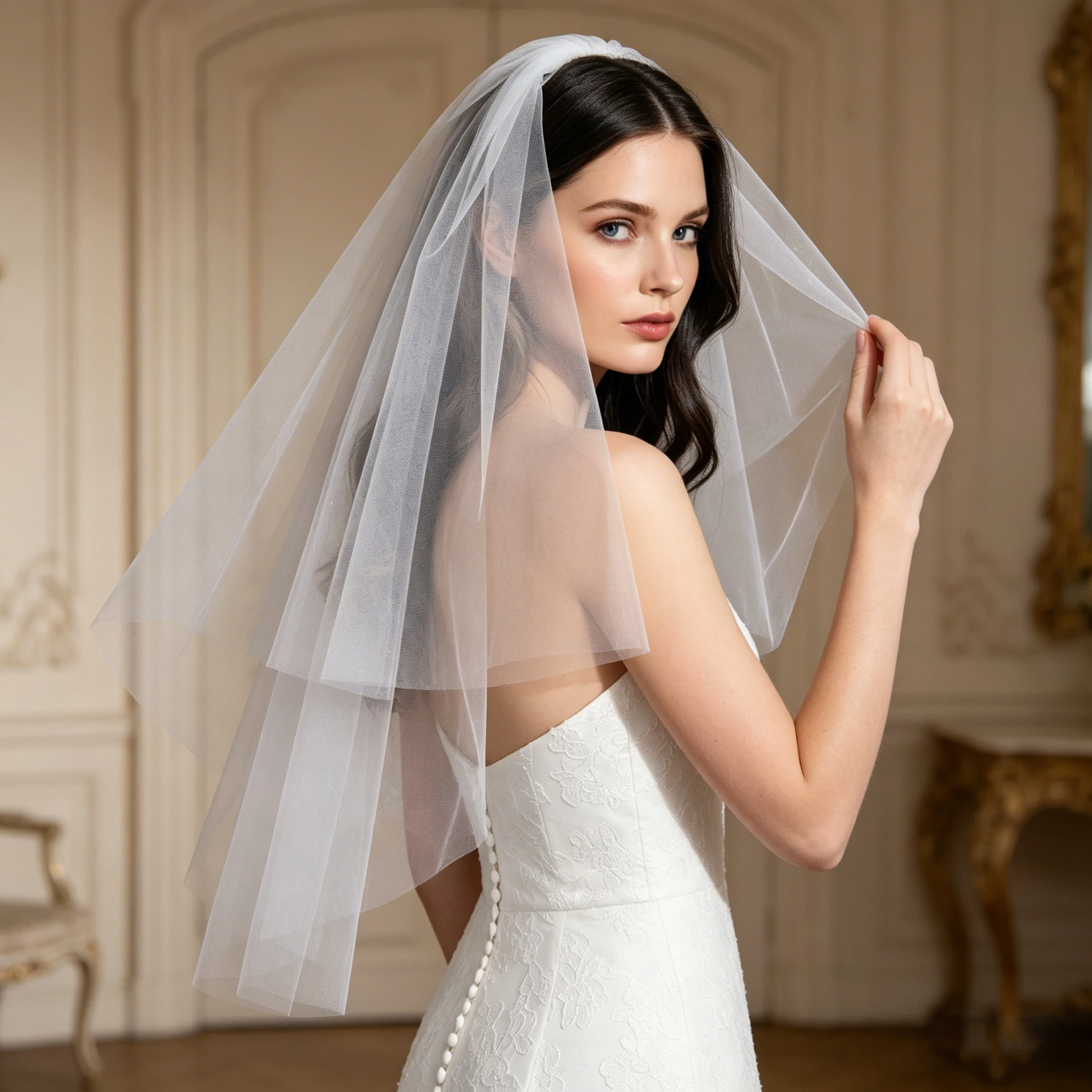 2-Tier Vintage Premium Short Bridal Veil Elegant Mysterious Bride Wedding Hairpiece with Comb for Women Simple Accessory G28
2-Tier Vintage Premium Short Bridal Veil Elegant Mysterious Bride Wedding Hairpiece with Comb for Women Simple Accessory G28