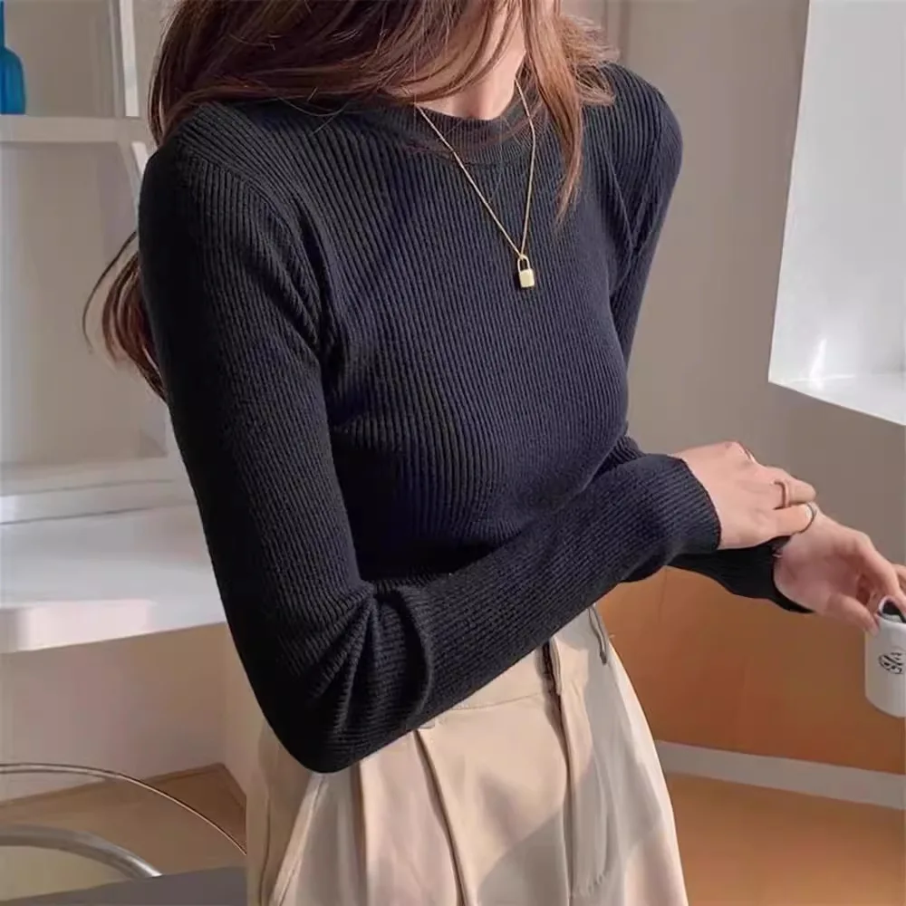Black Slim Fit Women's Base Layer Shirt Long Sleeve Knitted Top Early Autumn Cold Tone High End Feeling Korean Style Commute ...
Black Slim Fit Women's Base Layer Shirt Long Sleeve Knitted Top Early Autumn Cold Tone High End Feeling Korean Style Commute ...