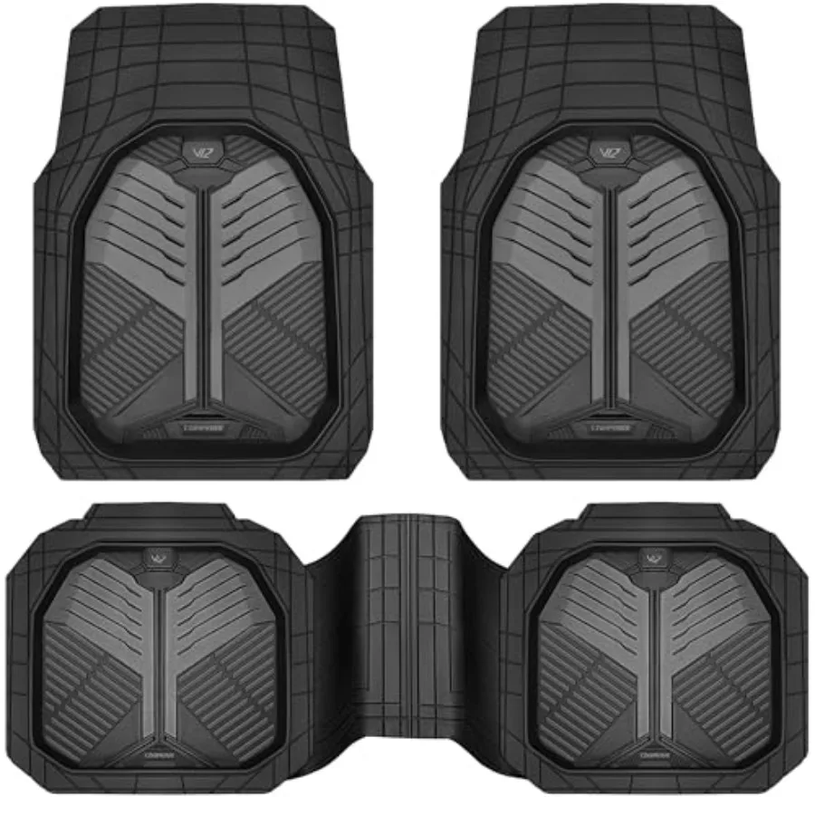 Heavy Duty Rubber Car Mats for SUVs Trucks Sedans, Black and Charcoal, Waterproof Anti-Slip Deep-Dish All Weather Floor Mats wi
Heavy Duty Rubber Car Mats for SUVs Trucks Sedans, Black and Charcoal, Waterproof Anti-Slip Deep-Dish All Weather Floor Mats wi