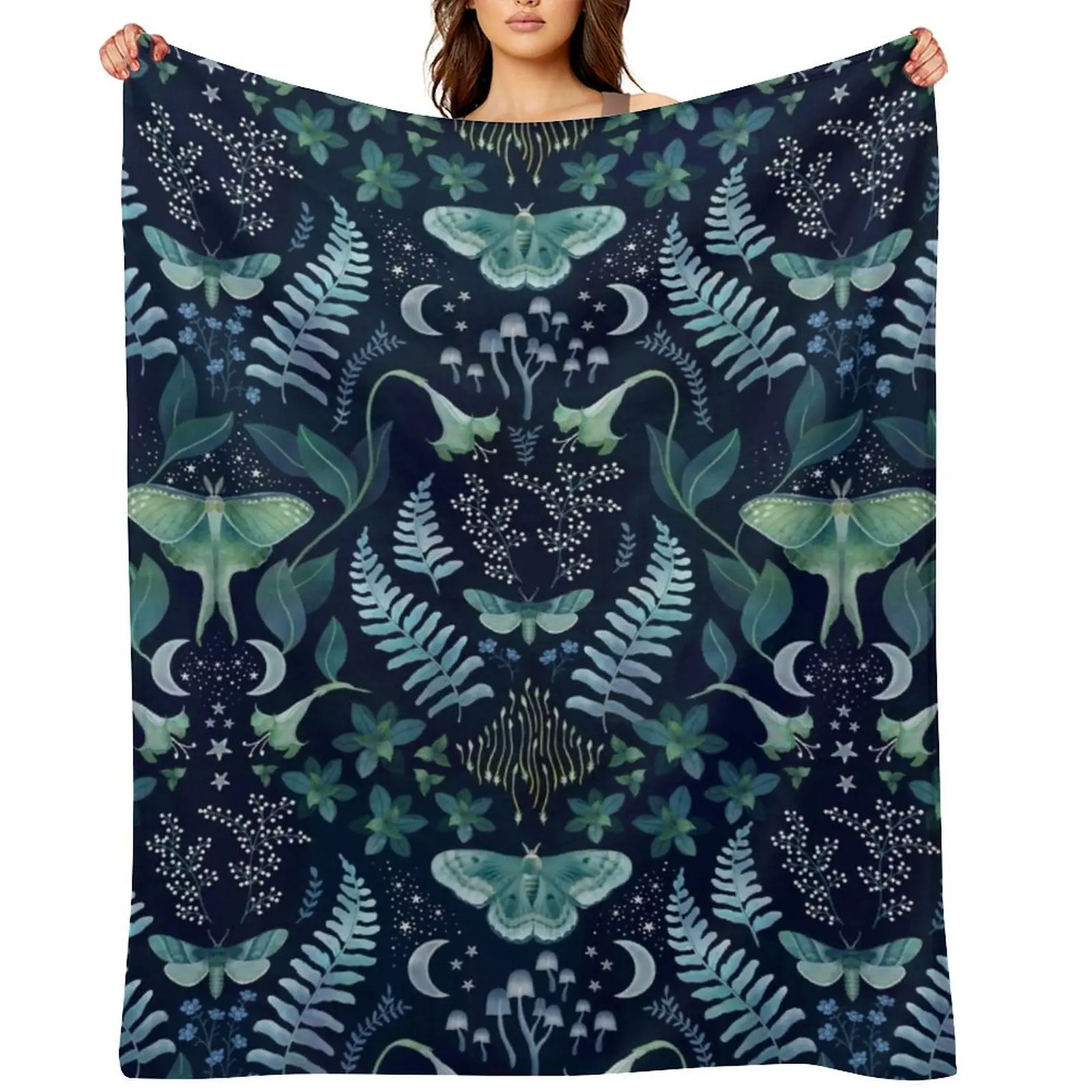Leafy evening moth garden damask on deepest blue Throw Blanket Hair Thin Bed covers Retros Blankets
Leafy evening moth garden damask on deepest blue Throw Blanket Hair Thin Bed covers Retros Blankets
