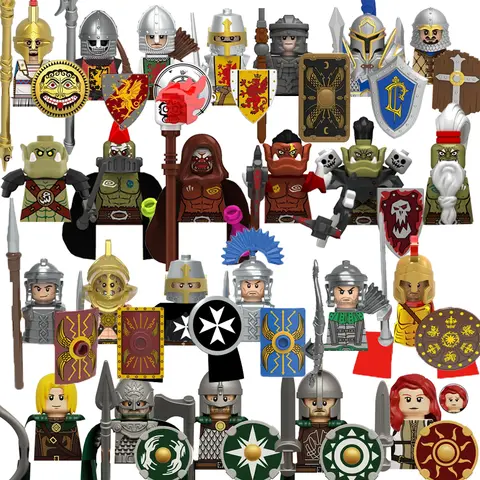 Medieval Soldier Movie Figures Building Block Greek Roman Knight Infantry Weapon Armor Accessories Shield Bow Arrows Toy Gift S6