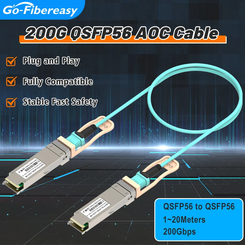 200Gb/s QSFP56 AOC Cable 1m,2m,3m,5m~20m QSFP56 to QSFP56 Active Optical Cable Compatible for Mellanox/NVIDIA Optical Equipment
200Gb/s QSFP56 AOC Cable 1m,2m,3m,5m~20m QSFP56 to QSFP56 Active Optical Cable Compatible for Mellanox/NVIDIA Optical Equipment