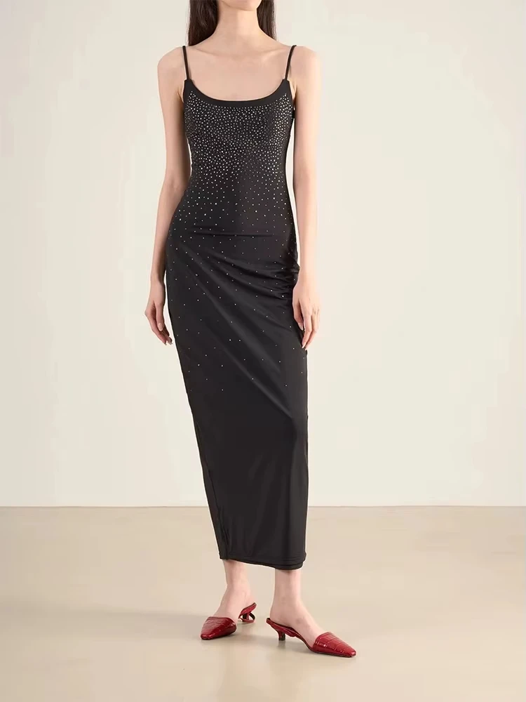Sexy flash diamond black halter Womens dresses y2k Spice Girl style Slim package hip temperament long dress 2024 spring new
Sexy flash diamond black halter Womens dresses y2k Spice Girl style Slim package hip temperament long dress 2024 spring new
