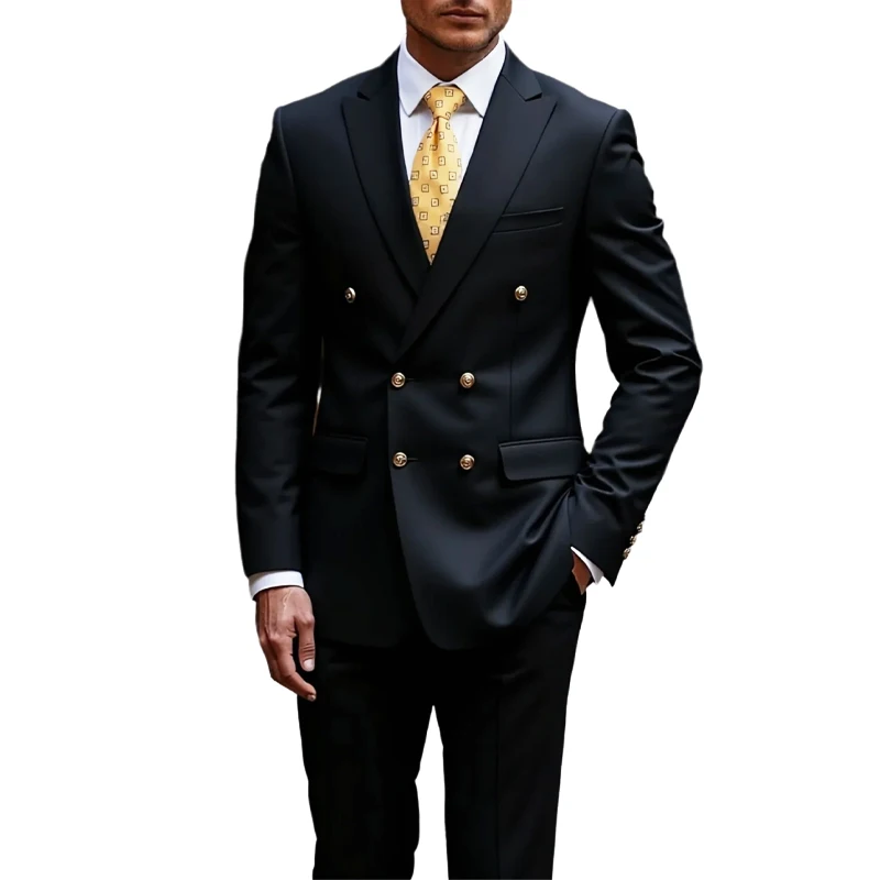Two-piece Set Suit Men's Vintage Banquet Suit Chinese Style Suit Double Breasted Blazer Metal Buttons Dress Pants Wedding Galas
Two-piece Set Suit Men's Vintage Banquet Suit Chinese Style Suit Double Breasted Blazer Metal Buttons Dress Pants Wedding Galas