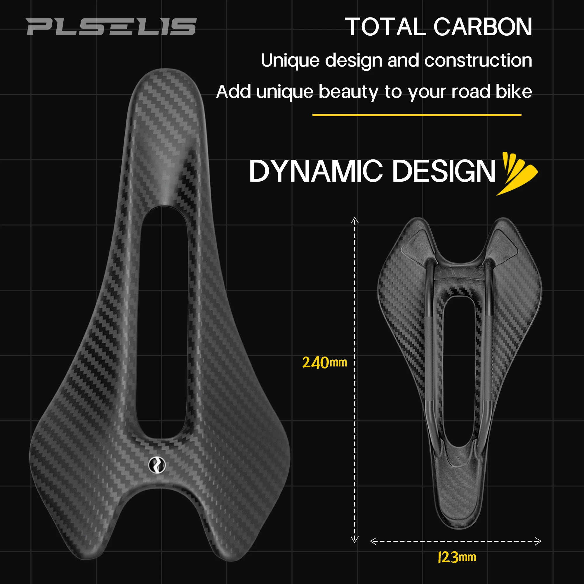 Plselis Carbon Fiber Road Bicycle Saddle 60g Hollow Breathable Ergonomic Lightweight High-Strength Seat Cushion for Cycling
Plselis Carbon Fiber Road Bicycle Saddle 60g Hollow Breathable Ergonomic Lightweight High-Strength Seat Cushion for Cycling