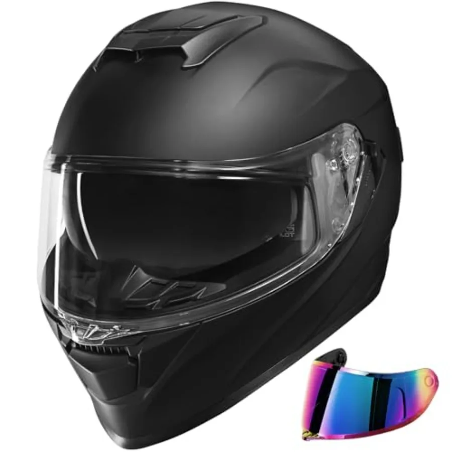Full Face Motorcycle Helmet for Street Bike and ATV Use Polycarbonate Shell Matte Black Finish Dual Visor with Internal Sunshie
Full Face Motorcycle Helmet for Street Bike and ATV Use Polycarbonate Shell Matte Black Finish Dual Visor with Internal Sunshie