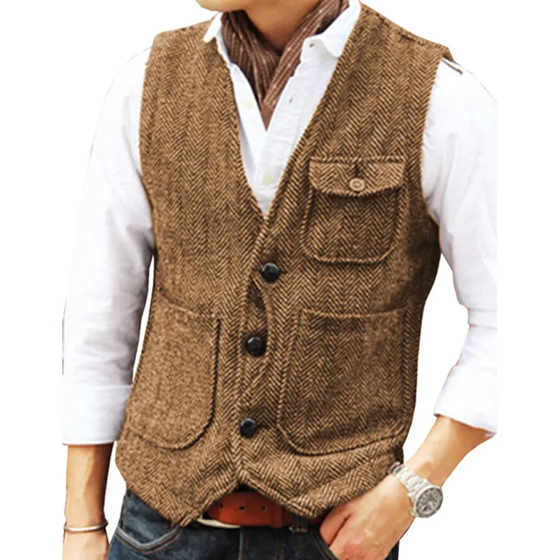 European And American Popular Men's Suit British Retro Vest Men's Vest Tweed Single-Breasted And Steampunk Vintage Vest
European And American Popular Men's Suit British Retro Vest Men's Vest Tweed Single-Breasted And Steampunk Vintage Vest