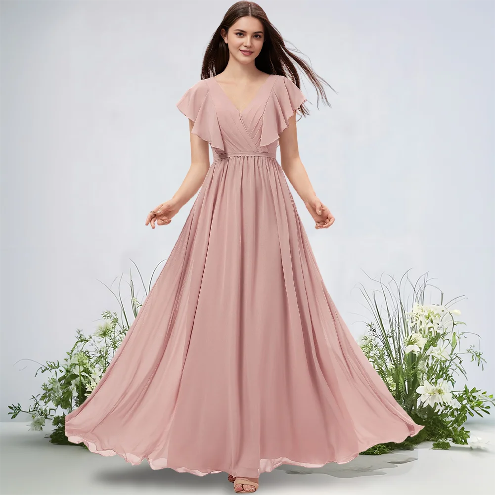 Elegant Bridesmaid Dresses A-line V-Neck Floor-Length Chiffon Wedding Party Dress for Women Luxury Bridesmaid Dresses Wedding
Elegant Bridesmaid Dresses A-line V-Neck Floor-Length Chiffon Wedding Party Dress for Women Luxury Bridesmaid Dresses Wedding