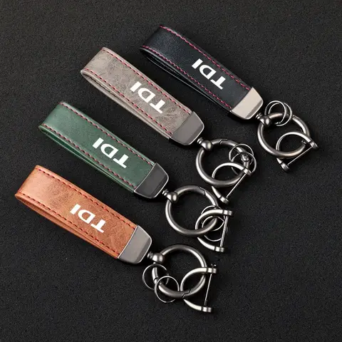 For VW TDI Leather Car keychain Horseshoe Buckle Jewelry