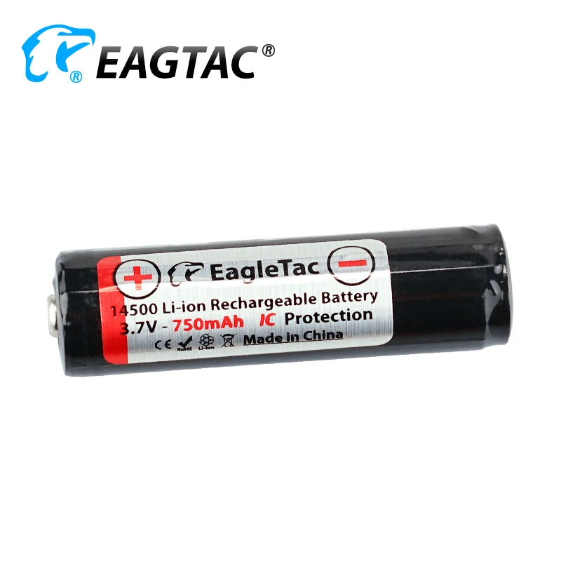 EAGTAC 14500 750 мАч 3,7 В защищенный литий-ионный аккумулятор с латунной кнопкой сверху
EAGTAC 14500 750 мАч 3,7 В защищенный литий-ионный аккумулятор с латунной кнопкой сверху