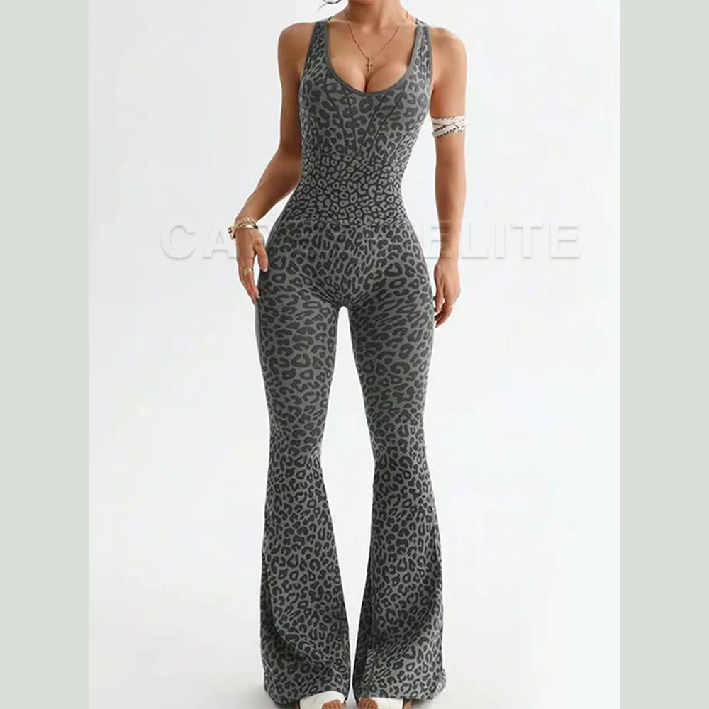 Leopard Print Seamless Yoga Jumpsuit for Women Backless Flared Leg Gym Bodysuit High Waist Tummy Control Workout Activewear
Leopard Print Seamless Yoga Jumpsuit for Women Backless Flared Leg Gym Bodysuit High Waist Tummy Control Workout Activewear
