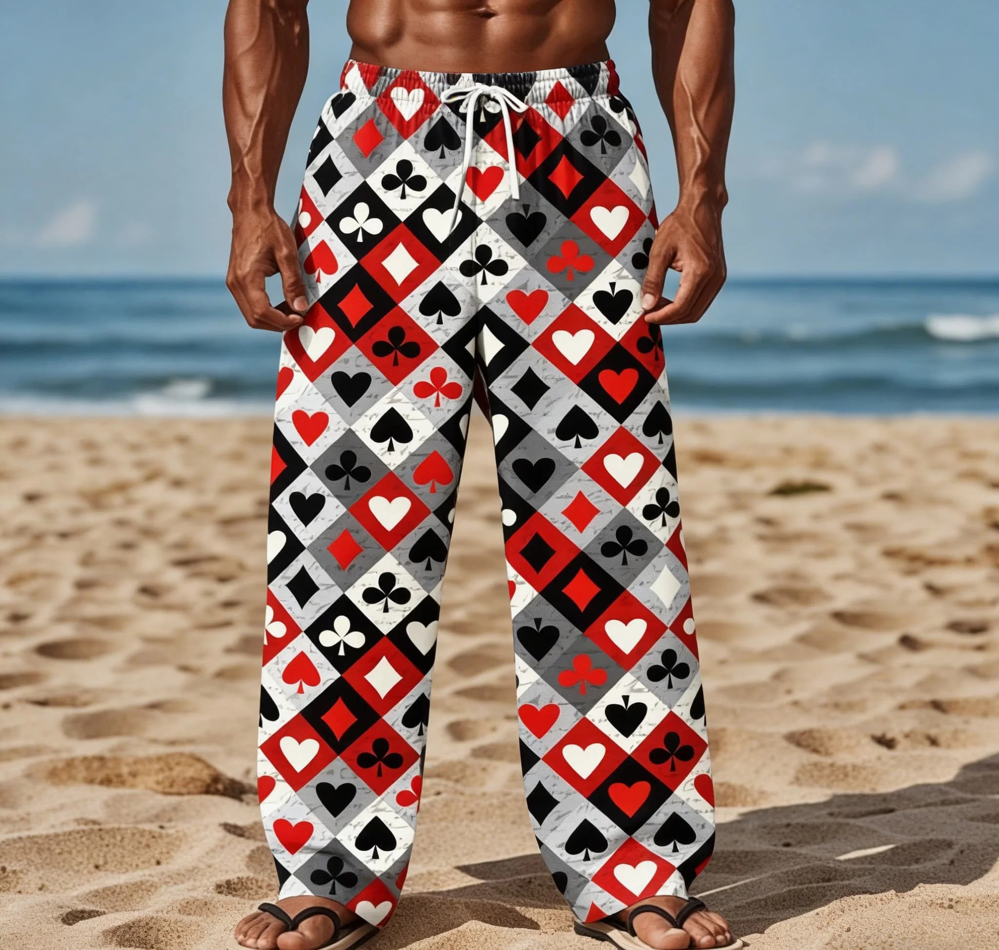 Men's Summer New Style Playing Card Print Straight Leg Pants Loose Beach Vacation Style
Men's Summer New Style Playing Card Print Straight Leg Pants Loose Beach Vacation Style