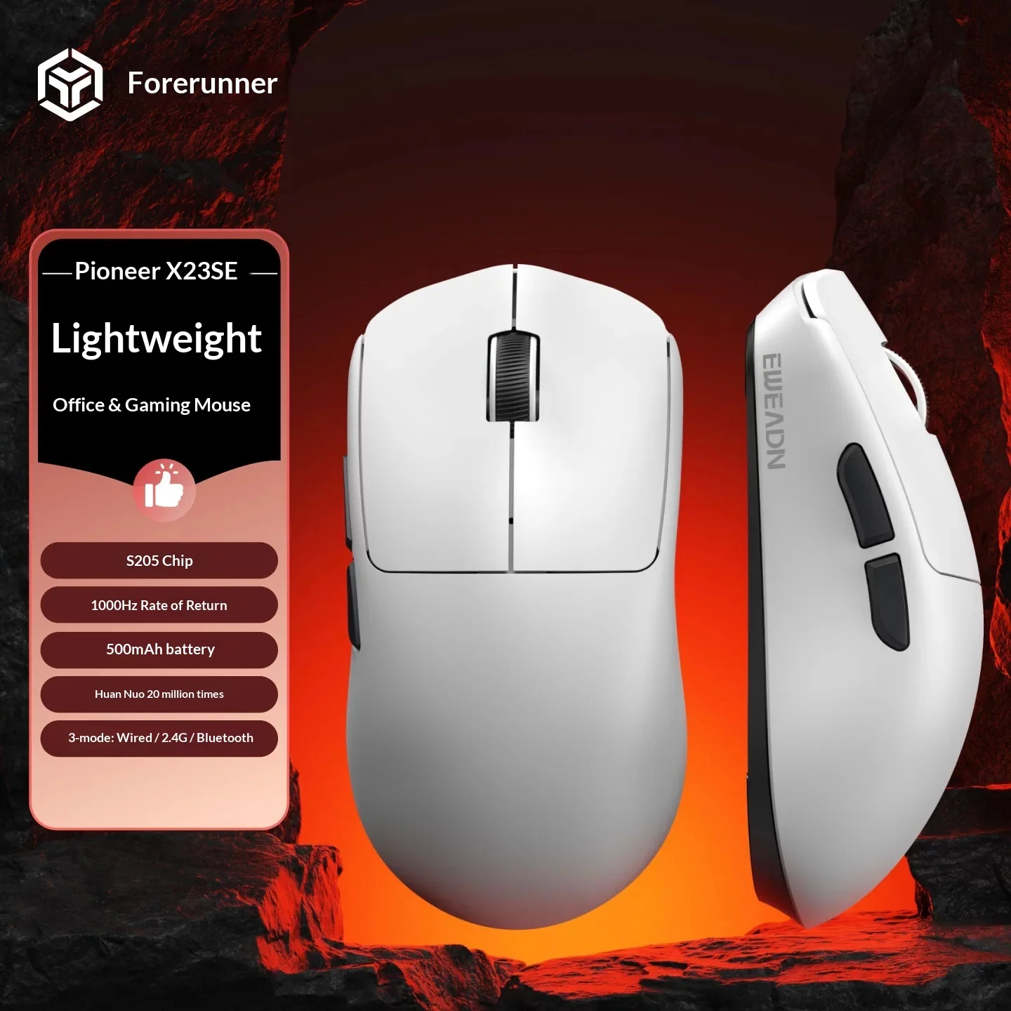 Front runner X23 wireless mouse for gaming and esports, lightweight small hand computer for office, wired Bluetooth mouse
Front runner X23 wireless mouse for gaming and esports, lightweight small hand computer for office, wired Bluetooth mouse
