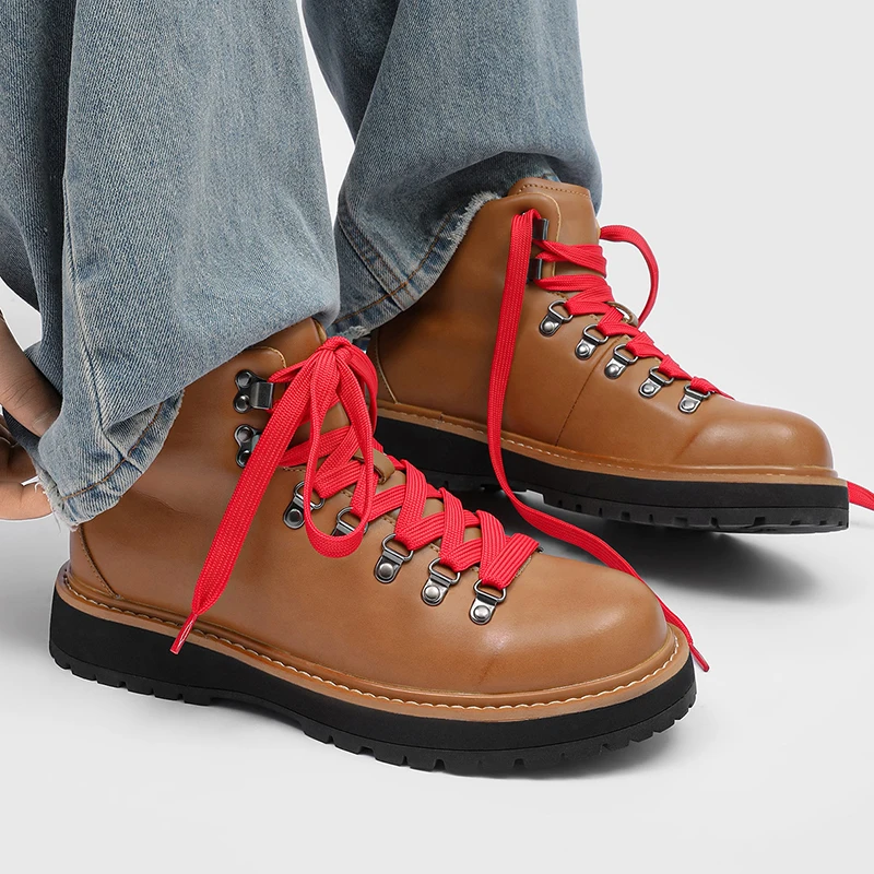 British style men's fashion punk rock platform boots lace-up original leather shoes cowboy ankle boot handsome short botas mans
British style men's fashion punk rock platform boots lace-up original leather shoes cowboy ankle boot handsome short botas mans