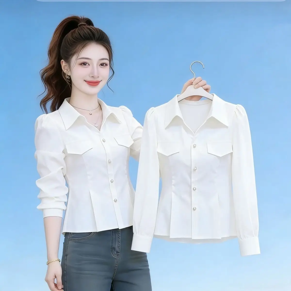 New Shirt Jacket Women 2026Spring Autumn Long-sleeved Coat Joker Slim Lapel Outwear Lady Short Foreign Design Outcoat Female Top
New Shirt Jacket Women 2026Spring Autumn Long-sleeved Coat Joker Slim Lapel Outwear Lady Short Foreign Design Outcoat Female Top