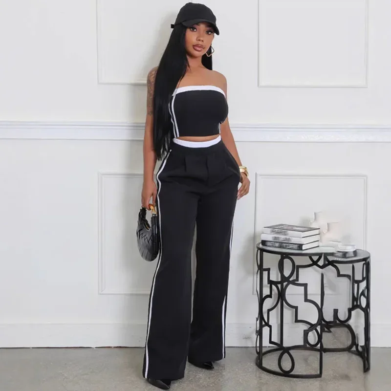 Streetwear Striped 2 Pieces Set for Woman Sporty Fitness Strapless Crop Top and Sweatpants Matching Sets Casual Workout Outfits
Streetwear Striped 2 Pieces Set for Woman Sporty Fitness Strapless Crop Top and Sweatpants Matching Sets Casual Workout Outfits