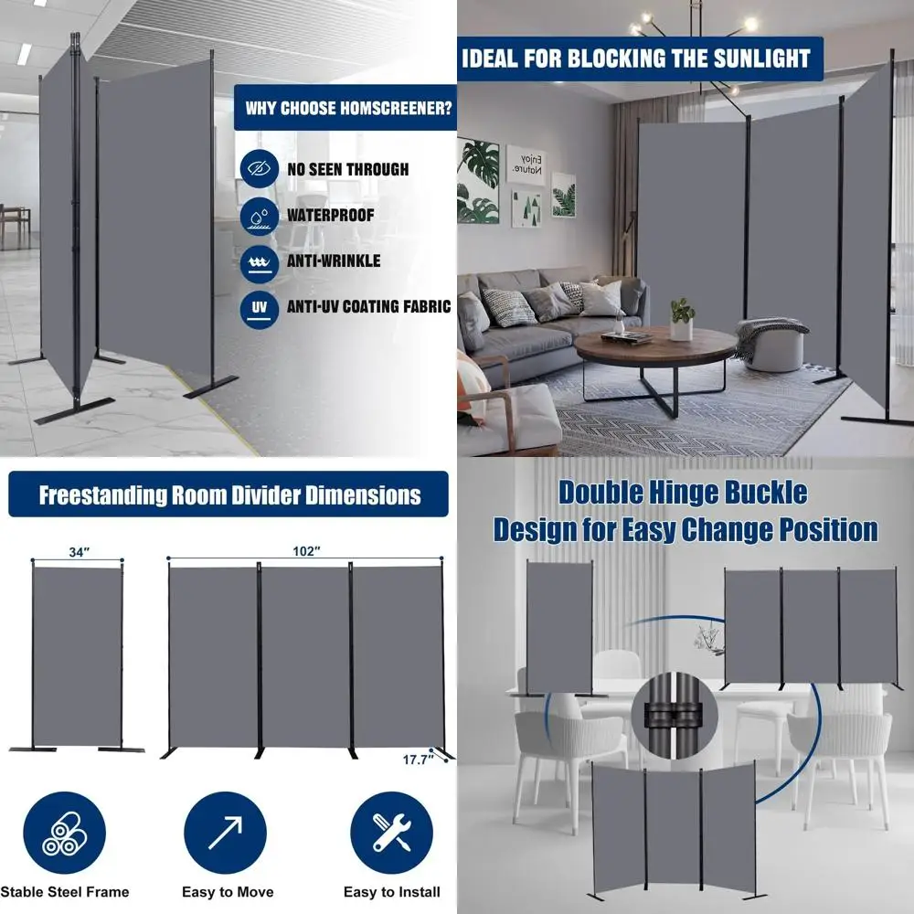 6-Foot Wide 3-Panel Fabric Room Divider, Portable Privacy Screen for Dorms, Studios, and Offices
6-Foot Wide 3-Panel Fabric Room Divider, Portable Privacy Screen for Dorms, Studios, and Offices