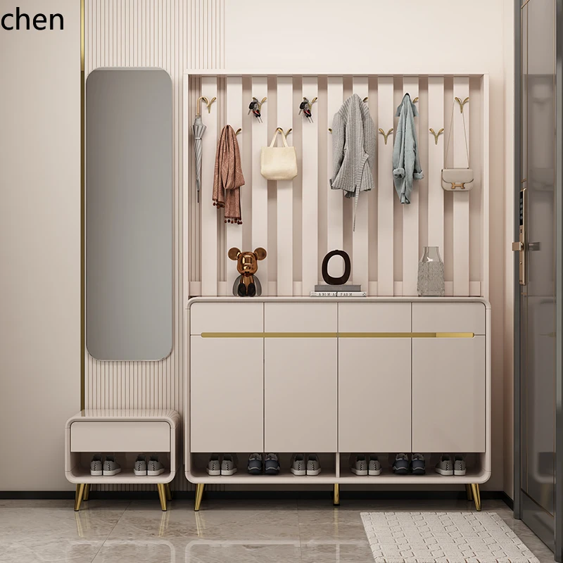 light luxury shoe cabinet against the wall, integrated hanger, simple entrance partition cabinet at the entrance
light luxury shoe cabinet against the wall, integrated hanger, simple entrance partition cabinet at the entrance