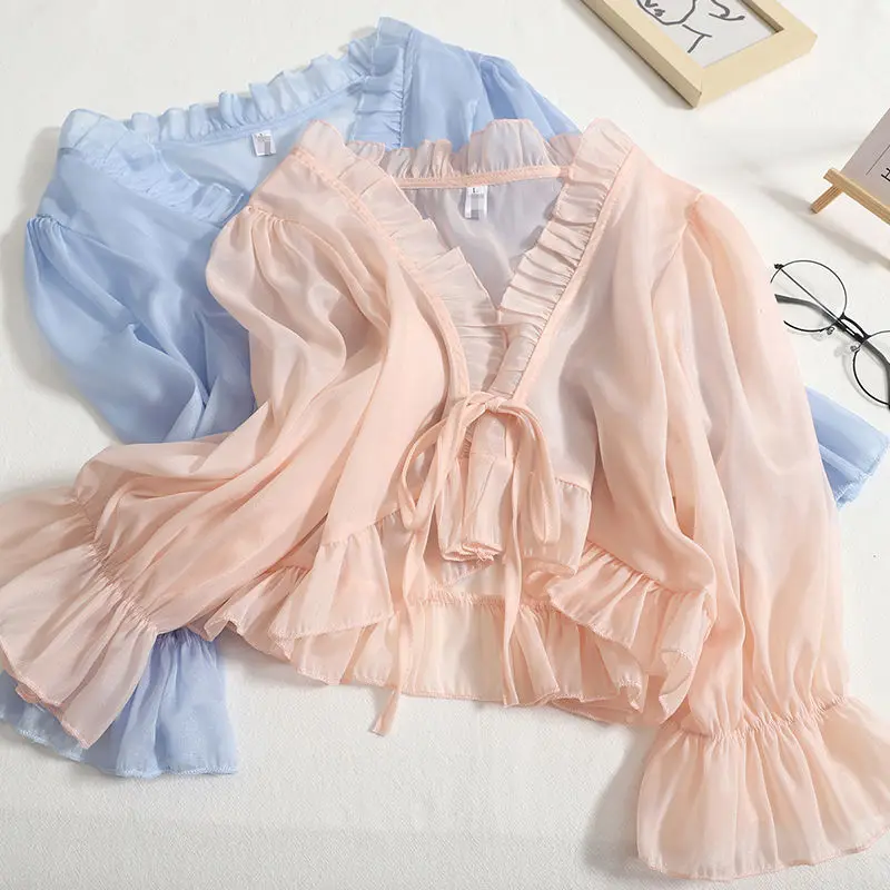 ort awl Cardigan Women's Summer New Thin Chiffon Sunscreen Clothes V-ne Long Sve Loose Fit Casual Sle Polyester Fiber
ort awl Cardigan Women's Summer New Thin Chiffon Sunscreen Clothes V-ne Long Sve Loose Fit Casual Sle Polyester Fiber