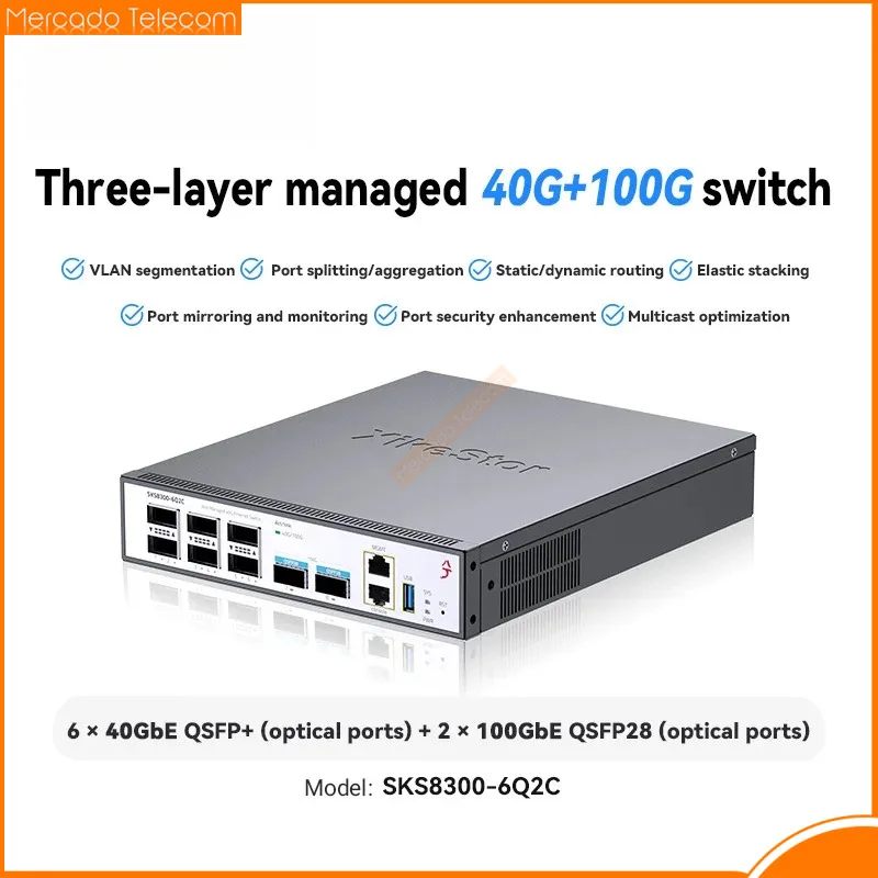6 Port 40G Switch 2 Port 100G QSFP+Optical Port L3 Managed SKS8300-6Q2C Elastic Stacked Data Center Grade Enterprise Switch
6 Port 40G Switch 2 Port 100G QSFP+Optical Port L3 Managed SKS8300-6Q2C Elastic Stacked Data Center Grade Enterprise Switch