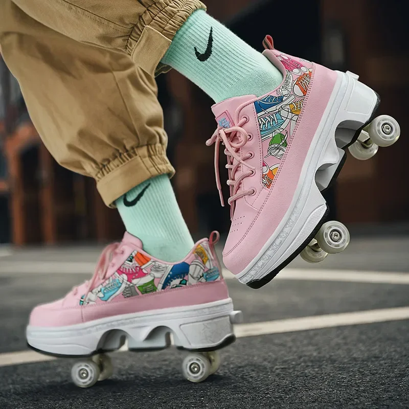 Женские роликовые туфли для взрослых с 4-колесным деформацией. Модные четырехколесные ролики для женской обуви.
Женские роликовые туфли для взрослых с 4-колесным деформацией. Модные четырехколесные ролики для женской обуви.
