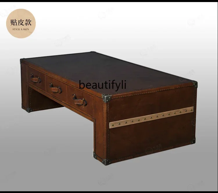 smt14 American medieval style coffee table retro old craftsmanship space aluminum leather rectangular tea table living room
smt14 American medieval style coffee table retro old craftsmanship space aluminum leather rectangular tea table living room