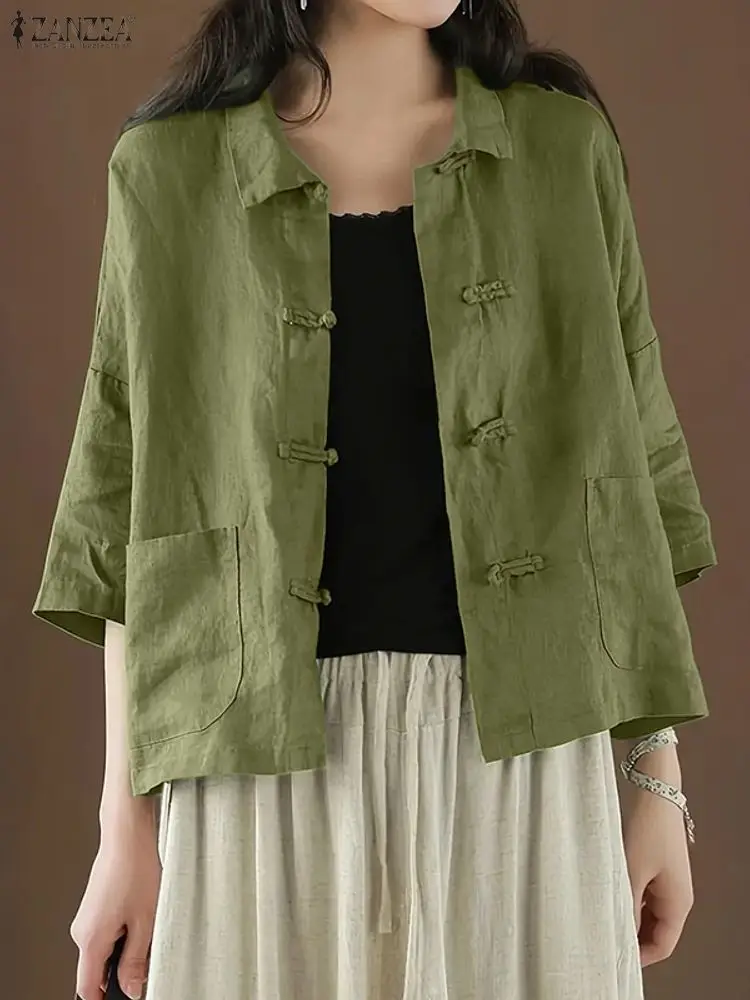 ZANZEA, женские винтажные рубашки с лягушными пуговицами, осень 2021, хлопковая льняная рубашка с отложным воротником и рукавами 3/4, повседневная повседневная одежда, S-3XL
ZANZEA, женские винтажные рубашки с лягушными пуговицами, осень 2021, хлопковая льняная рубашка с отложным воротником и рукавами 3/4, повседневная повседневная одежда, S-3XL