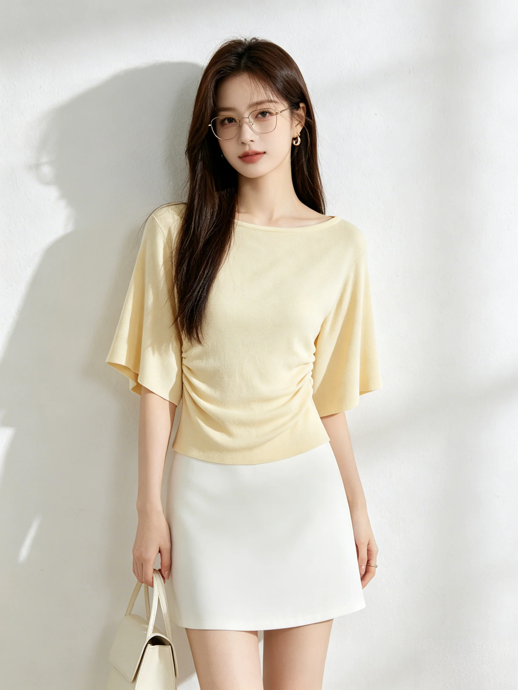 Chic Design Batwing Sleeve Short Folded Knitwear Top Slimming Pure Color Simple Summer Korean Style Commute Fashion Women's T...
Chic Design Batwing Sleeve Short Folded Knitwear Top Slimming Pure Color Simple Summer Korean Style Commute Fashion Women's T...