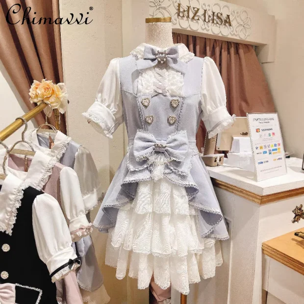 Liz Dress Japanese Mine Series Sweet Lapel Love Pearl Dress Girl Women Cute Big Bow Layer Cake Lolita Elegant Princess Dresses
Liz Dress Japanese Mine Series Sweet Lapel Love Pearl Dress Girl Women Cute Big Bow Layer Cake Lolita Elegant Princess Dresses