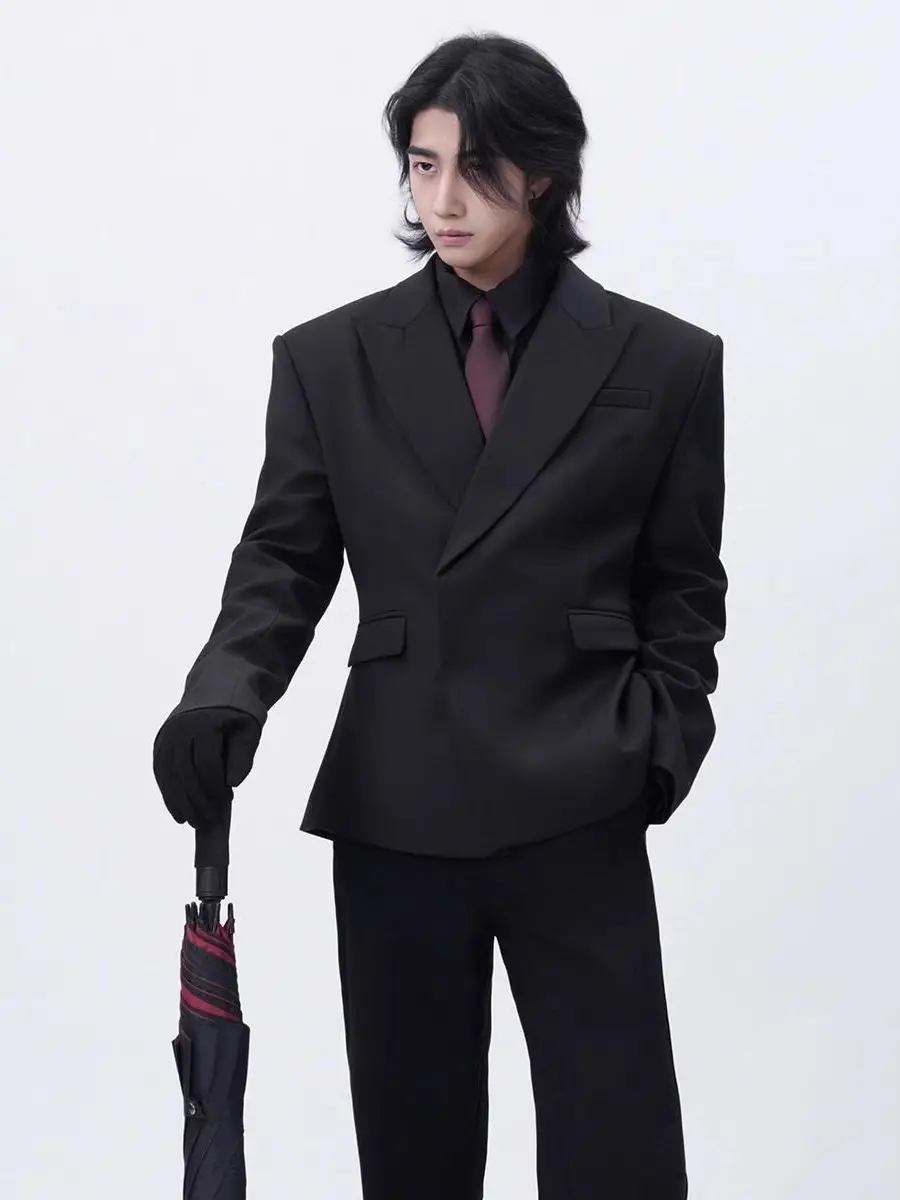 Ele Red Men's Suit Jaet Loose oulder Pad Spring Autumn Casual Sle Classic Double Breasted Long Sve Pure Color
Ele Red Men's Suit Jaet Loose oulder Pad Spring Autumn Casual Sle Classic Double Breasted Long Sve Pure Color