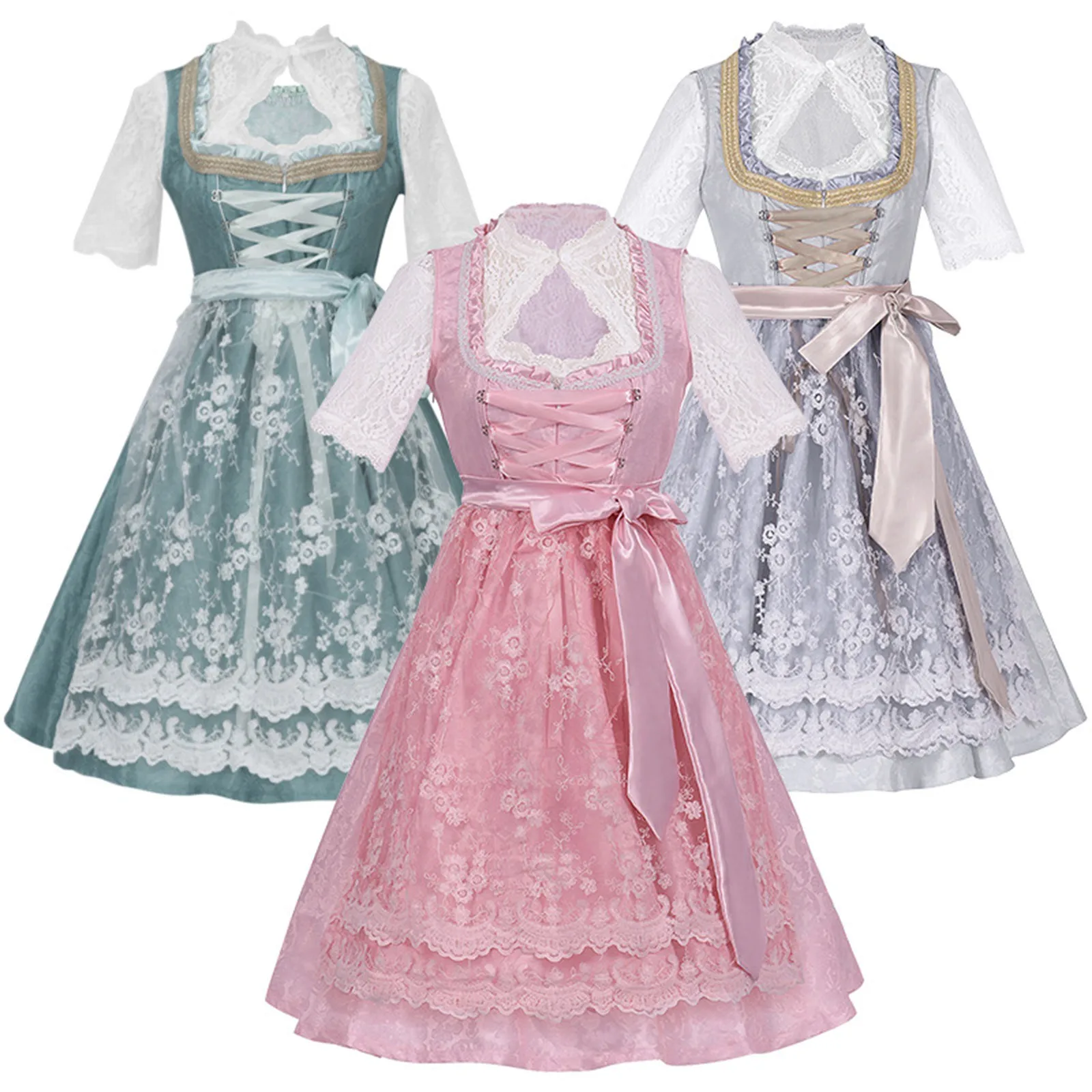 German Oktoberfest Dirndl Vintage Dresses Women's Mid Length Dress Shirt Apron Three Piece Sets Ladies Cosplay Costumes
German Oktoberfest Dirndl Vintage Dresses Women's Mid Length Dress Shirt Apron Three Piece Sets Ladies Cosplay Costumes