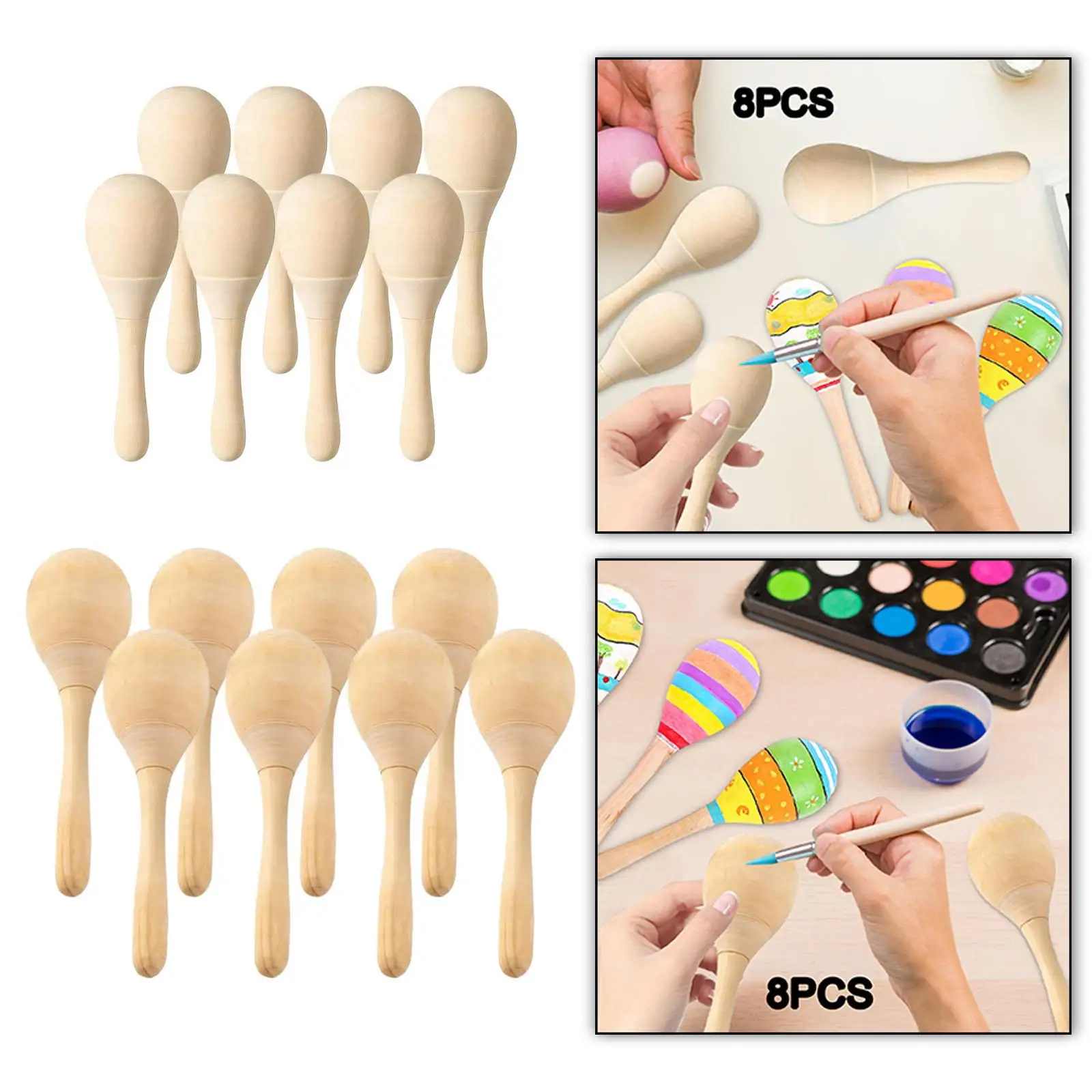 8-компонентные деревянные маракасы, игрушки для рукоделия с чистым звуком, ручные ударные погремушки для рисования, детский душ, ремесленный декор, праздник, фиеста
8-компонентные деревянные маракасы, игрушки для рукоделия с чистым звуком, ручные ударные погремушки для рисования, детский душ, ремесленный декор, праздник, фиеста