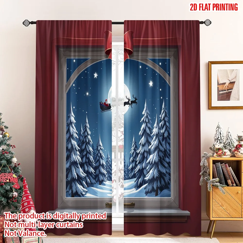 2pcs 2D flat printing Merry Christmas Popular Drapes Santa Sleigh Snowing Night Polyester Without Electricity Festive Curtains
2pcs 2D flat printing Merry Christmas Popular Drapes Santa Sleigh Snowing Night Polyester Without Electricity Festive Curtains