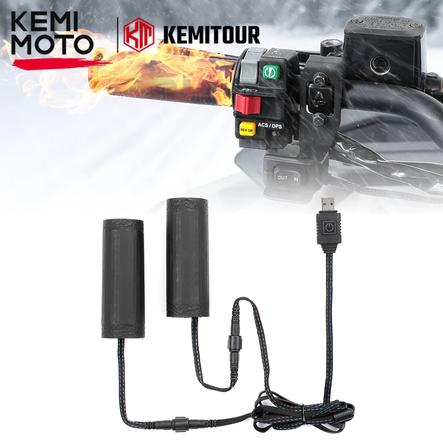 Motorcycle Universal Heated Handlebar Grip Adjustable Temperature Compatible with Polaris for Yamaha for Cf-moto ATV Snowmobile 
Motorcycle Universal Heated Handlebar Grip Adjustable Temperature Compatible with Polaris for Yamaha for Cf-moto ATV Snowmobile