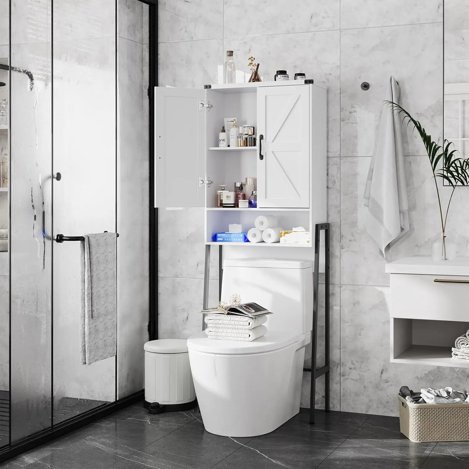 Over The Toilet Storage Cabinet with 2-Door Design Bathroom Organizers and Storage with Anti-Tip Device Over Toilet Organizer
Over The Toilet Storage Cabinet with 2-Door Design Bathroom Organizers and Storage with Anti-Tip Device Over Toilet Organizer