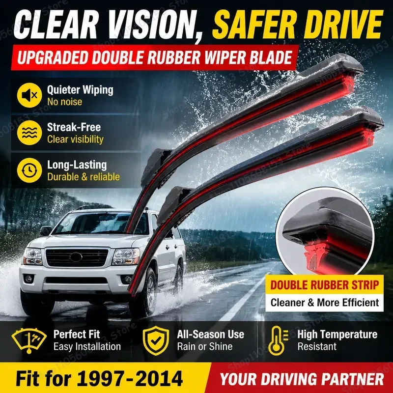 For Nissan Patrol Y61 1997–2014 Front Windshield Wiper Blades Double Rubber Replacement for All Weather Performance Quiet
For Nissan Patrol Y61 1997–2014 Front Windshield Wiper Blades Double Rubber Replacement for All Weather Performance Quiet