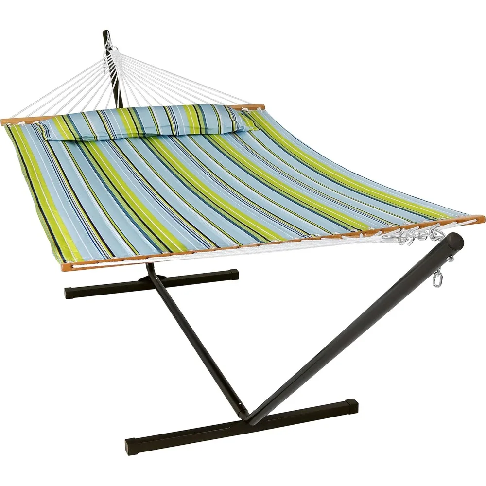 Quilted Double Hammock with Stand for Outside - 350-Pound Capacity 2-Person Hammock with Stand - 12-Foot Stand - Blue and Green
Quilted Double Hammock with Stand for Outside - 350-Pound Capacity 2-Person Hammock with Stand - 12-Foot Stand - Blue and Green