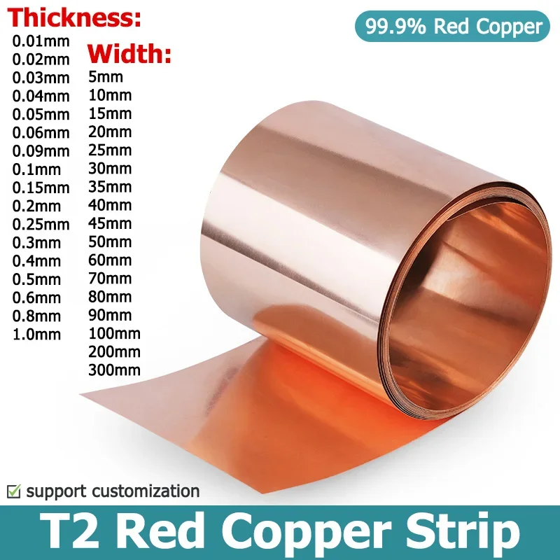 1Meter T2 Red Copper Strip Sheet Thickness 0.01-1mm Copper Coil Plate Width 10-300mm 0.02/0.05/ 0.1/0.15/0.2/0.25/0.3/0.4/0.5mm
1Meter T2 Red Copper Strip Sheet Thickness 0.01-1mm Copper Coil Plate Width 10-300mm 0.02/0.05/ 0.1/0.15/0.2/0.25/0.3/0.4/0.5mm