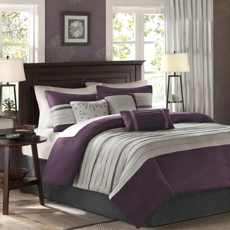 7 PC Pieced Faux Suede Comforter Set Purple Full
7 PC Pieced Faux Suede Comforter Set Purple Full